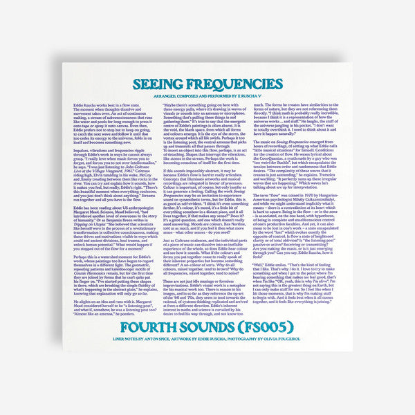 E Ruscha V ‎– Seeing Frequencies - New Lp Record 2024 Fourth Sounds Vinyl - Electronic / Leftfield / Downtempo / Ambient - Shuga Records
