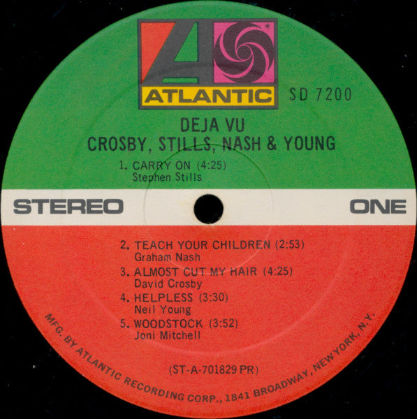 David Crosby, Stephen Stills, Graham Nash / Neil Young - Déjà Vu (1970) - VG+ LP Record 1977 Atlantic Club Edition USA Vinyl & Textured cover - Classic Rock - Shuga Records