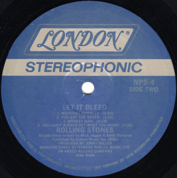 The Rolling Stones - Let It Bleed (1969) - Mint- LP Record 1970 London USA Vinyl - Classic Rock / Blues Rock - Shuga Records
