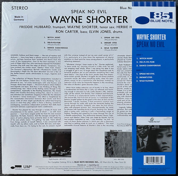 Wayne Shorter - Speak No Evil (1966) - New LP Record 2024 Blue Note Blue Vinyl - Hard Bop / Soul-Jazz - Shuga Records