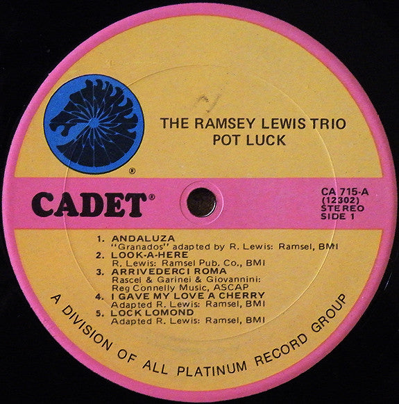The Ramsey Lewis Trio – Pot Luck (1963) - Mint- LP Record 1970s Cadet USA Vinyl - Jazz / Soul-Jazz - Shuga Records