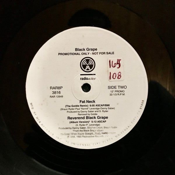 Black Grape - Reverend Black Grape (The Crystal Method & Goldie Remixes) - VG+ 12" Single Record 1996 Radioactive USA Promo Vinyl - Breaks / Drum n Bass - Shuga Records