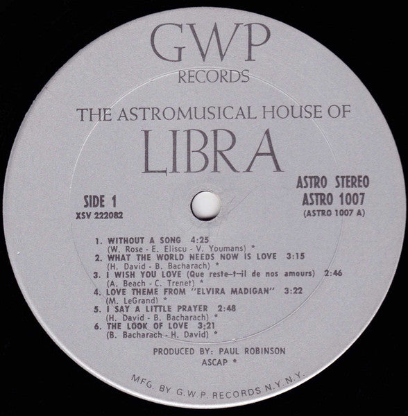 Unknown Artist - The Astromusical House Of Libra - Mint- LP Record 1969 GWP USA Vinyl & Booklet - Spoken Word / Jazz