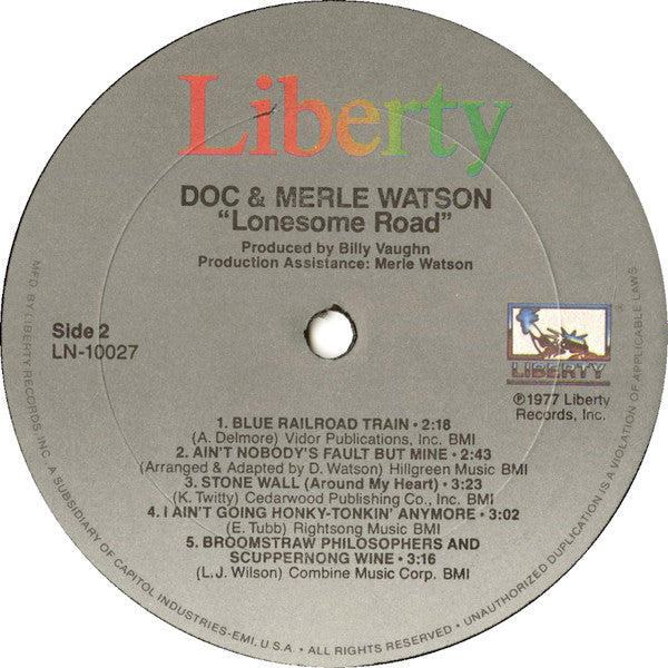 Doc & Merle Watson - Lonesome Road - Mint- LP Record 1977 Liberty USA Vinyl - Bluegrass / Folk / Country - Shuga Records