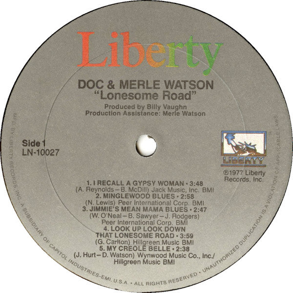 Doc & Merle Watson - Lonesome Road - Mint- LP Record 1977 Liberty USA Vinyl - Bluegrass / Folk / Country - Shuga Records