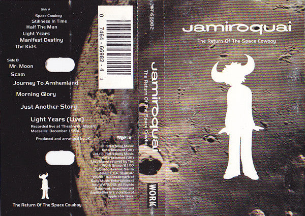 Jamiroquai - The Return Of The Space Cowboy (1994) - Mint- Cassette 1995 WORK USA Clear Tape Original - Electronic / Free Funk / Soul - Shuga Records