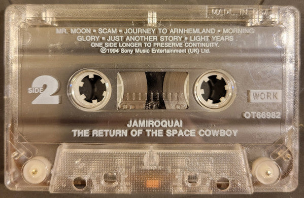 Jamiroquai - The Return Of The Space Cowboy (1994) - Mint- Cassette 1995 WORK USA Clear Tape Original - Electronic / Free Funk / Soul - Shuga Records
