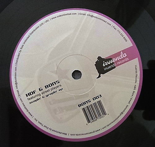 HDF & Bons - Scopin' & Gropin' EP - New 12" Single Record 2004 Inuendo UK Vinyl - House / Tech House - Shuga Records