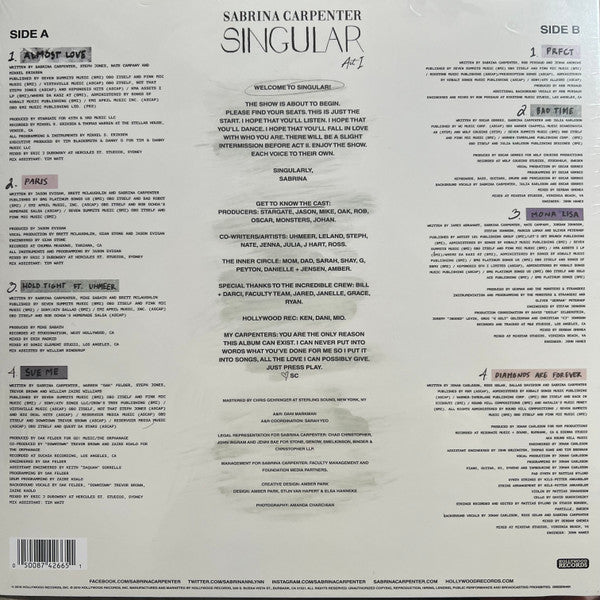 Sabrina Carpenter - Singular Act I (2018) - New LP Record 2024 Hollywood Vinyl - Pop / Dance-pop - Shuga Records