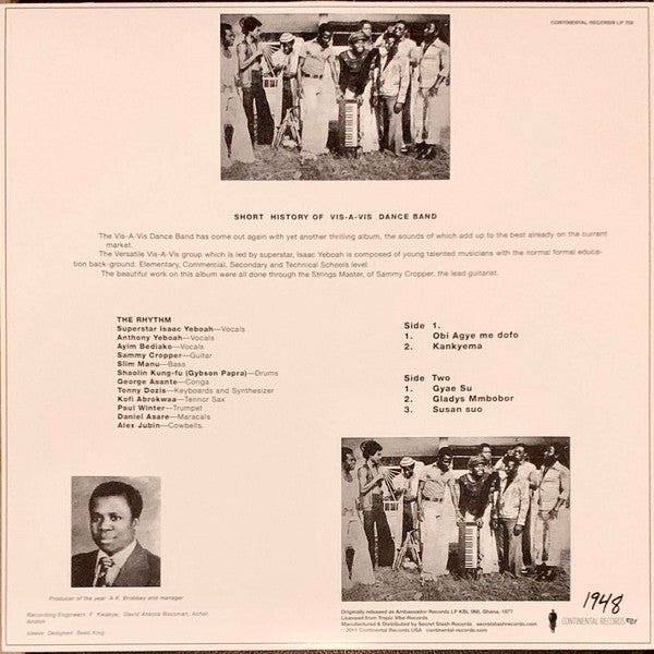 Vis-A-Vis - Obi Agye Me Dofo (1977) - New LP Record 2011 Continental Secret Stash USA Vinyl & Numbered - Afrobeat / Highlife / Funk - Shuga Records