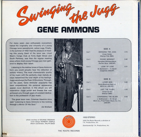 Gene Ammons - Swinging The Jugg - VG+ LP Record 1976 Roots USA Vinyl - Jazz / Soul-Jazz - Shuga Records