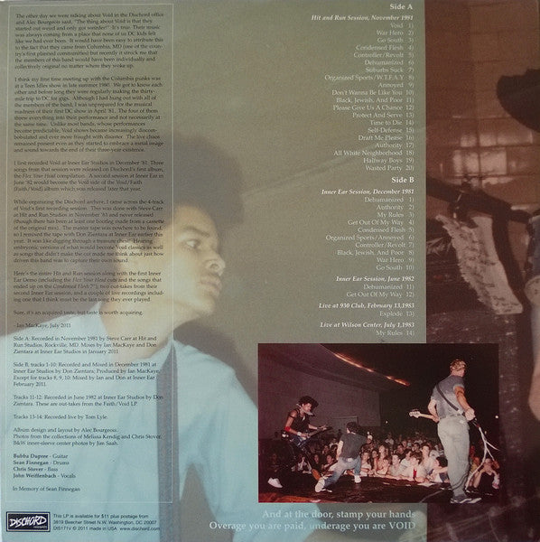 Void - Sessions 1981-83 - Mint- LP Record 2011 Dischord USA Vinyl & Download - Punk / Hardcore - Shuga Records