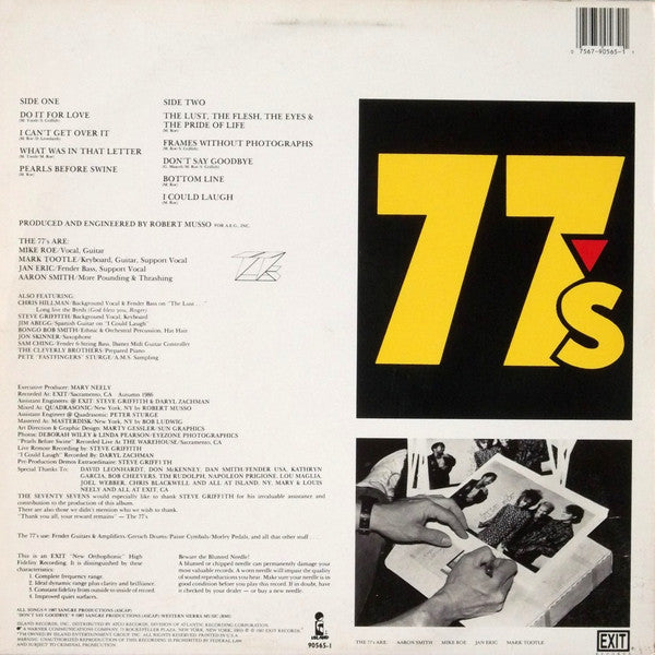 The Seventy Sevens - The 77's - VG+ LP Record 1987 Island Exit USA Vinyl & Press Kit - Alternative Rock / New Wave / Xian - Shuga Records