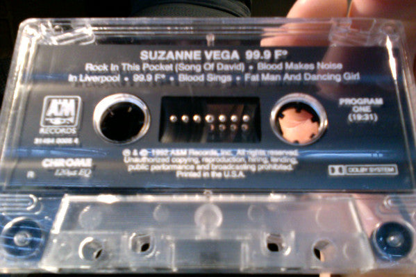 Suzanne Vega - 99.9 F° - VG+ Cassette 1992 A&M USA Tape - Alternative Rock / Folk Rock - Shuga Records