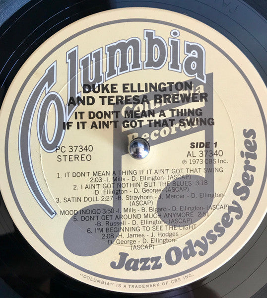 Duke Ellington & Teresa Brewer - It Don't Mean A Thing If It Ain't Got That Swing (1973) - Mint- LP Record 1981 Columbia USA Vinyl - Jazz / Swing / Big Band - Shuga Records
