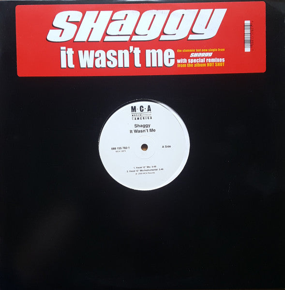 Shaggy - It Wasn't Me - VG+ 12" Single Record 2000 MCA USA Original Vinyl - Ragga HipHop / Pop Rap - Shuga Records