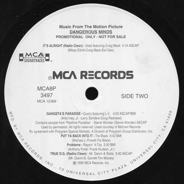 Various - Music From The Motion Picture Dangerous Minds - Mint- LP Record USA Promo Vinyl - Soundtrack - Shuga Records