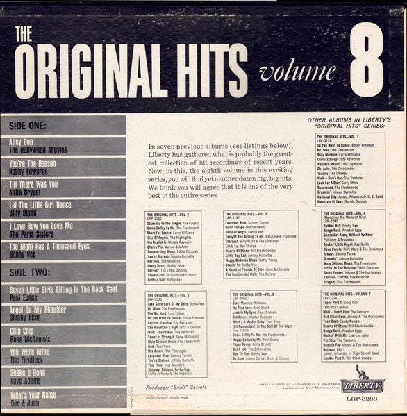Various - The Original Hits Volume 8 - VG+ LP Record 1963 Liberty USA Vinyl - Rock & Roll / Soul / R&B - Shuga Records