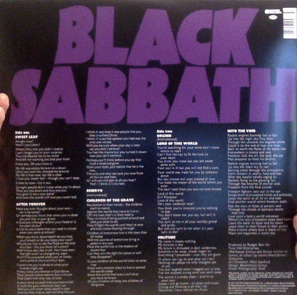 Black Sabbath - Master of Reality (1971) - Mint- LP Record 2022 Warner Canada Vinyl - Hard Rock / Heavy Metal - Shuga Records