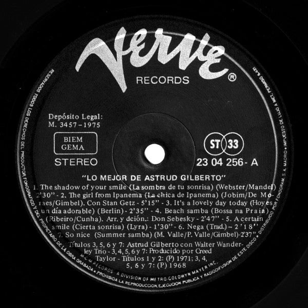 Astrud Gilberto - Lo Mejor De Astrud Gilberto - VG+ LP Record 1975 Verve Spain Vinyl Jazz / Latin / Bossanova - Shuga Records