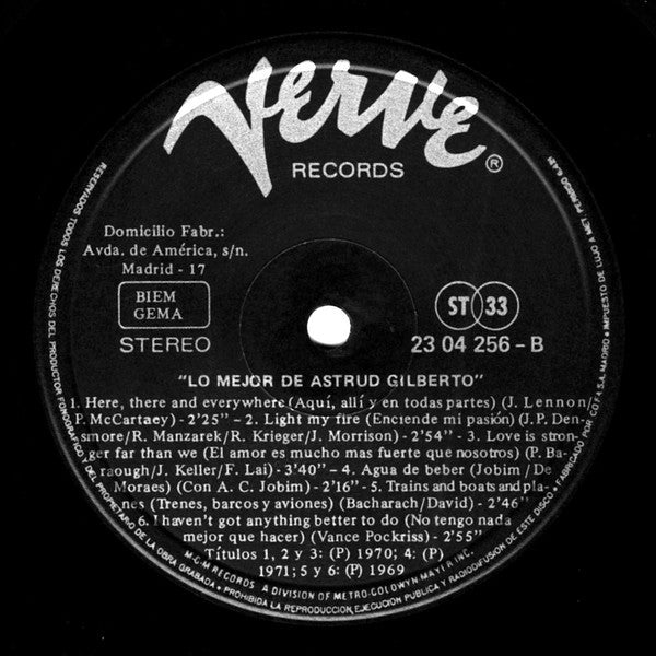 Astrud Gilberto - Lo Mejor De Astrud Gilberto - VG+ LP Record 1975 Verve Spain Vinyl Jazz / Latin / Bossanova - Shuga Records