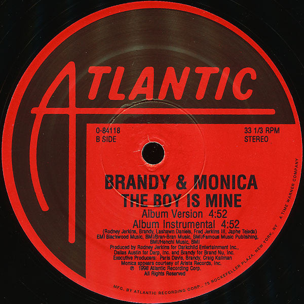 Brandy & Monica - The Boy Is Mine - VG+ 12" Single Record 1998 Atlantic USA Original Vinyl - R&B / Pop - Shuga Records