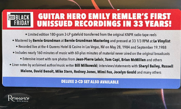 Emily Remler - Cookin’ At The Queens Live In Las Vegas 1984 & 1988 - New 3 LP Record Store Day Black Friday 2024 Resonance 180 gram Vinyl & Numbered - Jazz / Bop / Bossa Nova