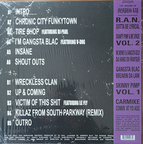 Gangsta Blac - Breakin Da Law (1994) - New LP Record 2024 Now-Again Galaxy Grape Vinyl, OBI & Booklet - Memphis Rap / Gangsta - Shuga Records