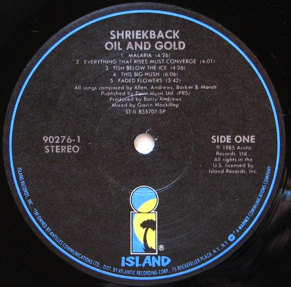 Shriekback - Oil And Gold - VG+ LP Record 1985 Island USA Original Vinyl - Rock / New Wave / Synth-pop - Shuga Records