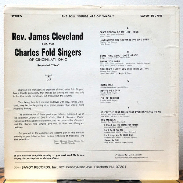 Rev. James Cleveland And The Charles Fold Singers - Jesus Is The Best Thing That Ever Happened To Me - VG+ 2 LP Record 1975 Savoy USA Vinyl - Gospel / Soul - Shuga Records