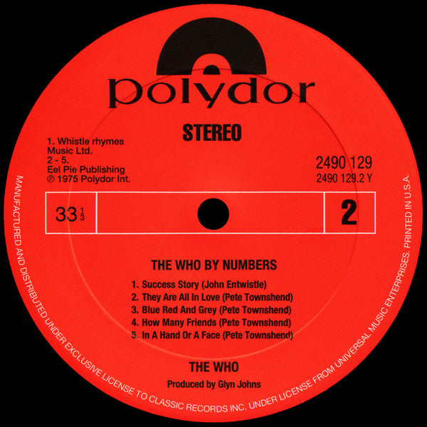 The Who - The Who By Numbers (1975) - VG+ LP Record 2008 Polydor Classic Records 200 gram Quiex SV-P Super Vinyl - Classic Rock / Psychedelic Rock - Shuga Records