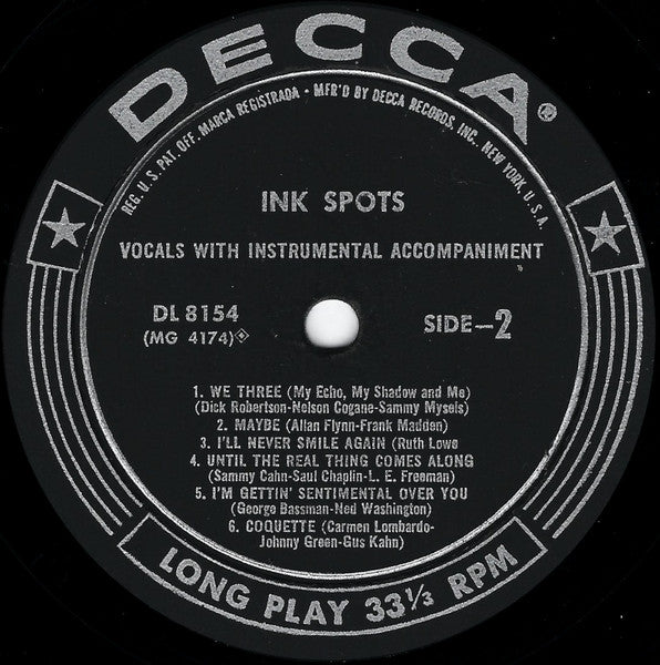 The Ink Spots - The Best Of The Ink Spots - VG- (lower grade) LP Record 1955 Decca USA Mono Original Press Vinyl - Pop / Vocal - Shuga Records