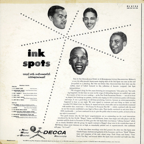 The Ink Spots - The Best Of The Ink Spots - VG- (lower grade) LP Record 1955 Decca USA Mono Original Press Vinyl - Pop / Vocal - Shuga Records