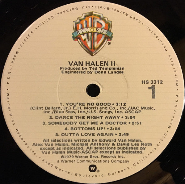 Van Halen - Van Halen II - VG+ LP Record 1979 Warner Original USA Vinyl - Hard Rock / Pop Rock - Shuga Records