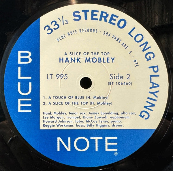 Hank Mobley – A Slice Of The Top (1966) - Mint- LP Record 2009 Blue Note USA Vinyl - Jazz / Hard Bop - Shuga Records