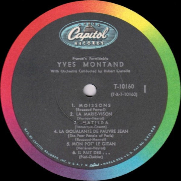 Yves Montand - France's Formidable - Mint- LP Record 1959 Capitol USA Mono Original Vinyl - Pop / Chanson - Shuga Records