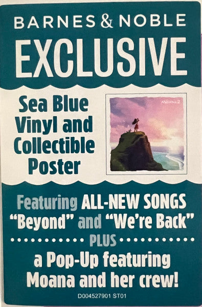 Abigail Barlow, Emily Bear, Opetaia Foa'i, Mark Mancina - Moana 2 - New LP Record 2025 Walt Disney Barnes & Noble Exclusive Sea Blue Vinyl, Poster & Pop-Up Cover - Soundtrack - Shuga Records