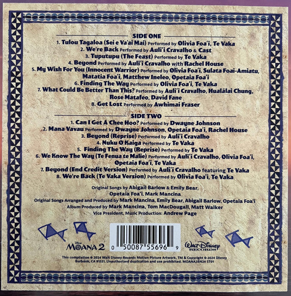 Abigail Barlow, Emily Bear, Opetaia Foa'i, Mark Mancina - Moana 2 - New LP Record 2025 Walt Disney Barnes & Noble Exclusive Sea Blue Vinyl, Poster & Pop-Up Cover - Soundtrack - Shuga Records