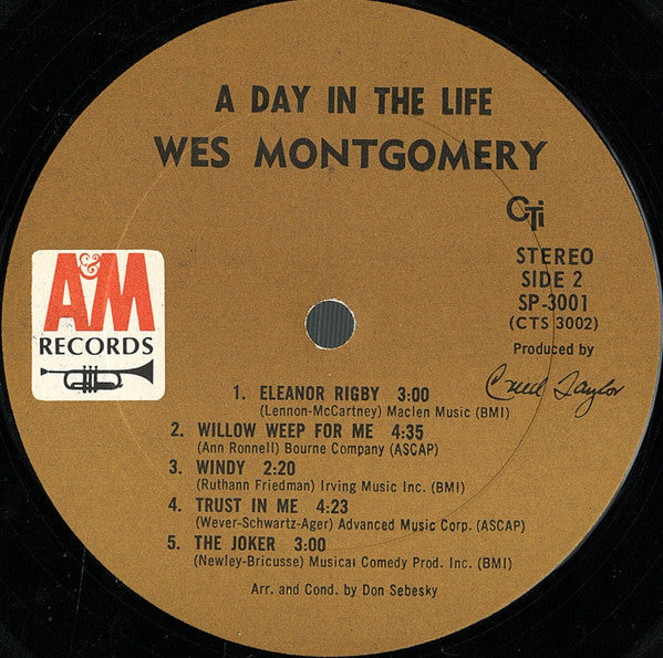 Wes Montgomery - A Day In The Life - VG+ (VG- cover) LP Record 1967 A&M USA Vinyl - Jazz / Latin - Shuga Records