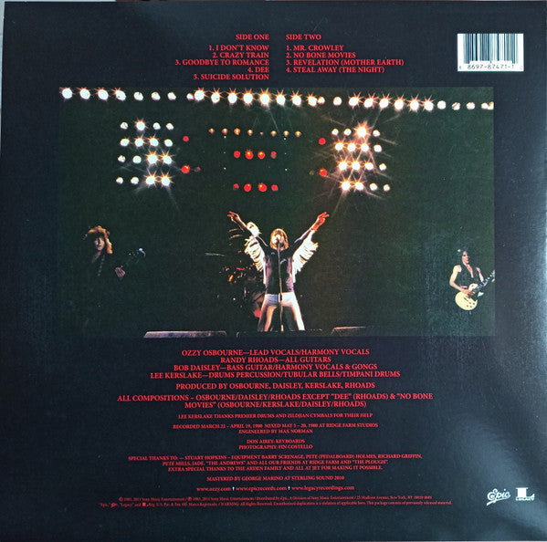 Ozzy Osbourne - Blizzard of Ozz (1980) - New LP Record 2011 Epic USA Picture Disc Vinyl - Rock & Roll / Heavy Metal - Shuga Records
