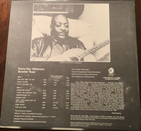 Sonny Boy Williamson - Bummer Road (1969) - VG+ LP Record 1970s Chess USA Vinyl - Chicago Blues / Harmonica Blues - Shuga Records