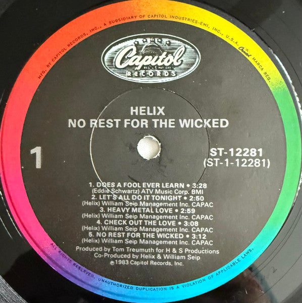 Helix - No Rest For The Wicked - Mint- LP Record 1983 Capitol USA Original Vinyl - Heavy Metal