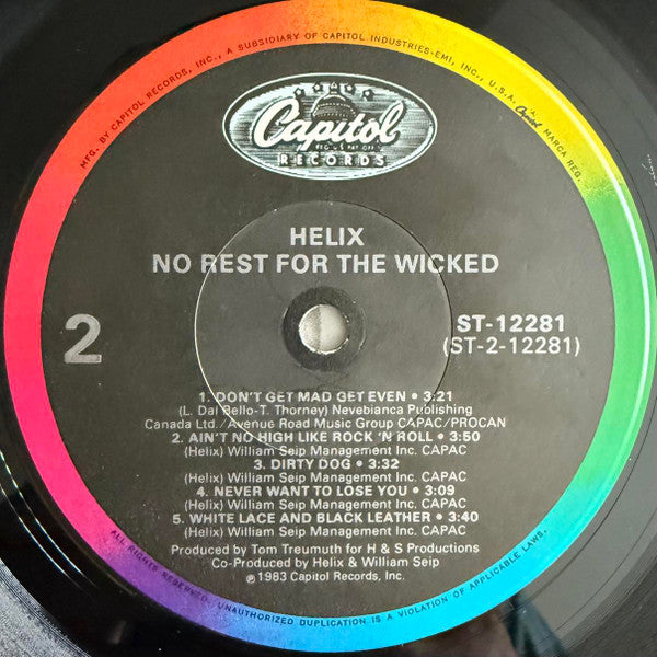 Helix - No Rest For The Wicked - Mint- LP Record 1983 Capitol USA Original Vinyl - Heavy Metal