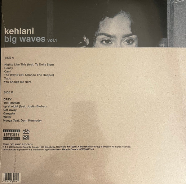 Kehlani - Big Waves Vol 1 - New LP Record 2025 Tsunami Mob Atlantic White Vinyl - R&B / Soul / Funk - Shuga Records