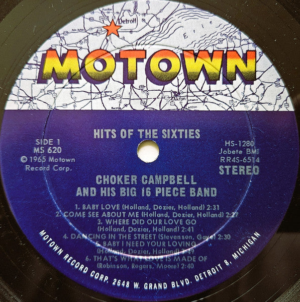 Choker Campbell And His 16 Piece Band - Hits Of The Sixties - Near Mint- LP Record 1965 Motown USA Original RARE Vinyl - Soul / Funk - Shuga Records