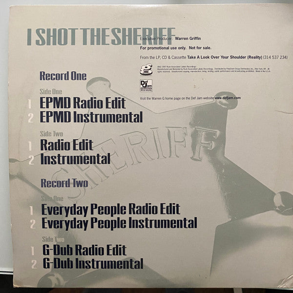 Warren G - I Shot The Sheriff - VG+ 2x 12" Single Record 1997 Def Jam G-Funk Music USA Promo Vinyl - Hip Hop - Shuga Records