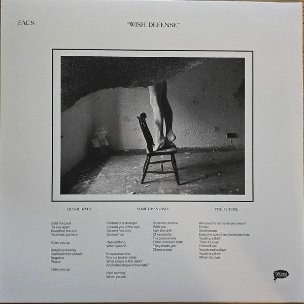 Facs - Wish Defense - New LP Record 2025 Trouble In Mind White Vinyl - Chicago Post-Punk / Art Rock - Shuga Records