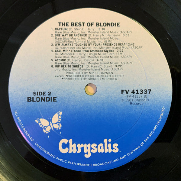 Blondie - The Best Of Blondie - VG+ LP Record 1981 Chrysalis CRC Club Edition USA Original Vinyl - New Wave / Pop Rock - Shuga Records