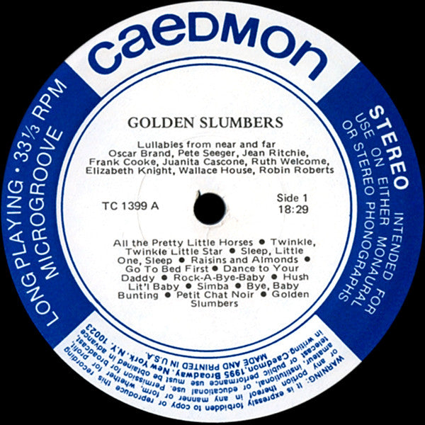 Pete Seeger / Oscar Brand / Various - Golden Slumbers (Lullabies From Near And Far) - VG+ LP Record 1972 Caedmon USA Vinyl - Children's / Folk - Shuga Records