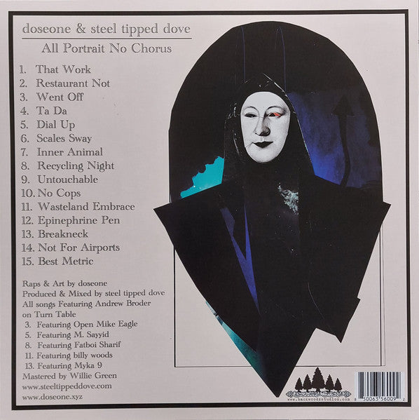 Doseone & Steel Tipped Dove - All Portrait, No Chorus - New (Opened to verify color) LP Record 2025 Backwoodz Studioz USA Black Vinyl & Insert - Hip Hop / Abstract / Experimental - Shuga Records